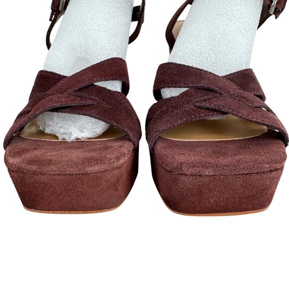 SPLENDID PIPER SUEDE PLATFORM BLOCK HEEL SANDAL IN RAISIN NWOB SIZE 6.5M - Picture 5 of 14